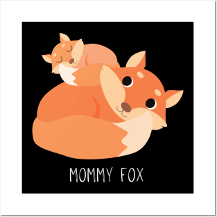 cute baby and mommy fox Posters and Art